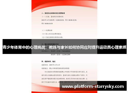 青少年体育中的心理挑战：教练与家长如何协同应对提升运动员心理素质